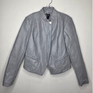 NWT Ann Taylor Factory grey faux leather jacket - small